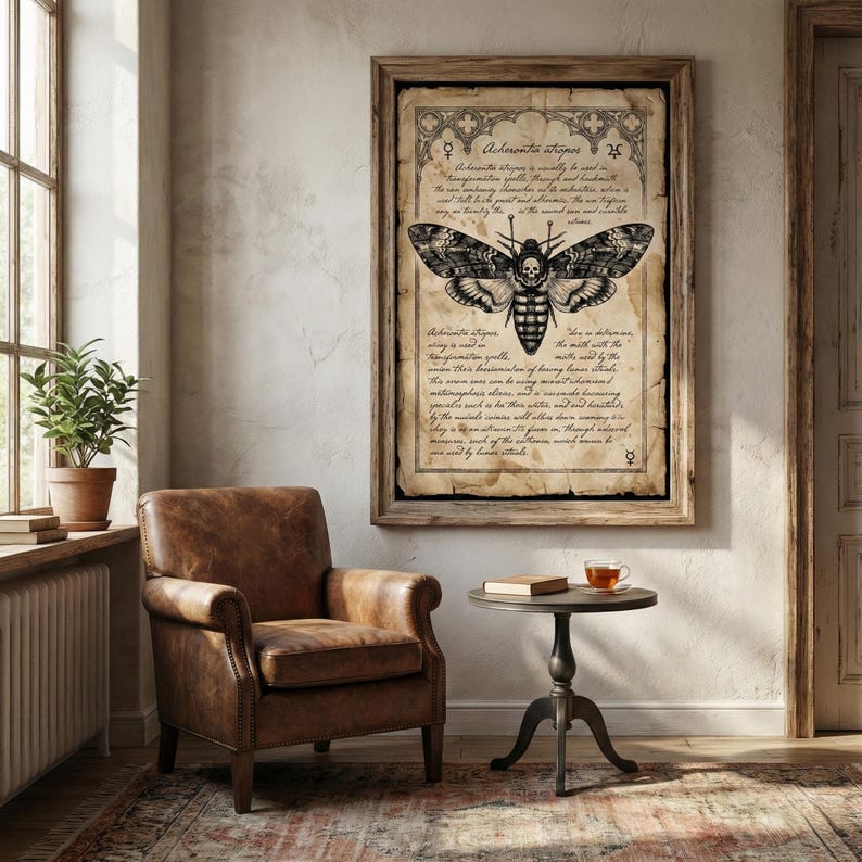Dark Academia Wall Art Death Head Moth Print Witchy Decor Vintage ...