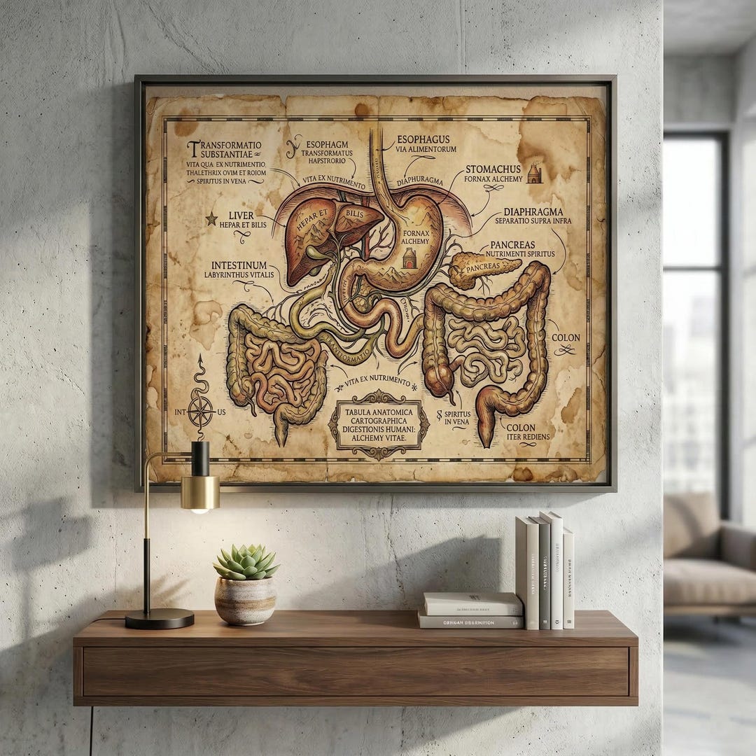 Vintage Anatomy Digestive System Art Print Alchemical Human Organs Wall ...