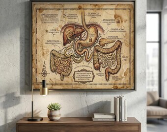 Vintage Anatomy Digestive System Art Print Alchemical Human Organs Wall ...