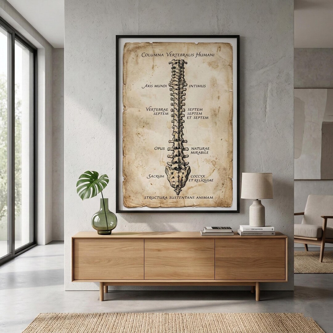 Vintage Spine Anatomy Poster Human Vertebrae Art Print Medical Office ...