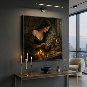 Póster de adivinación con humo físico, decoración de habitación de bruja de hierbas, lámina de arte de capnomancia, estilo academia oscura, lienzo de pared gótico botánico, imagen mística