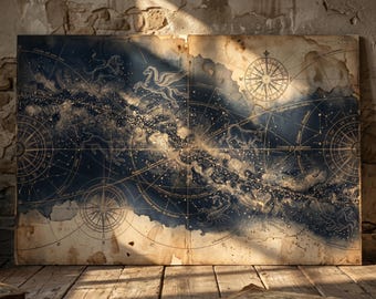 Vintage Milky Way Poster Ancient Celestial Map Dark Academia Wall Decor Astronomy Art Print Cosmic River Space Galaxy Painting Museum