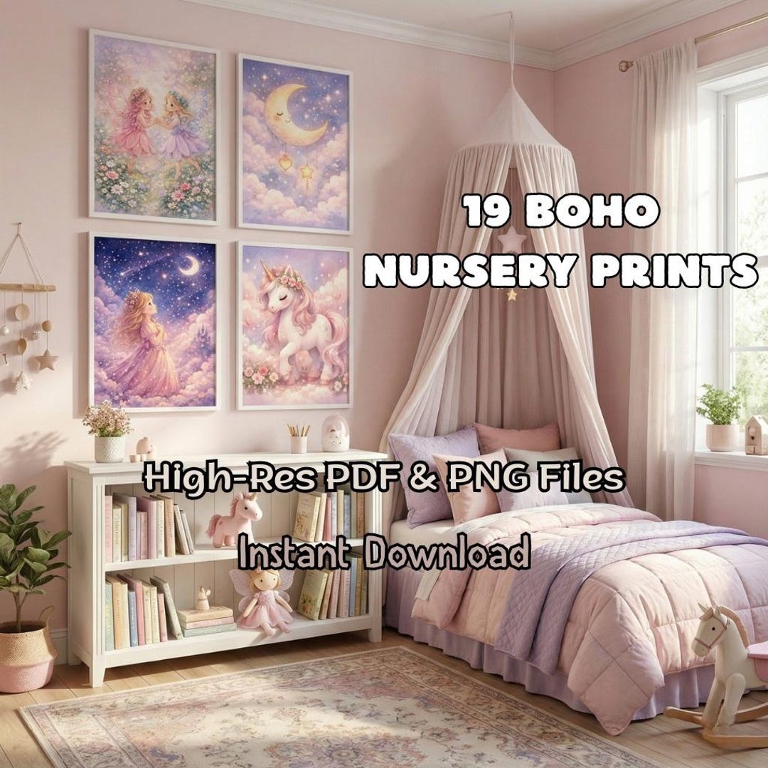 19 Boho Nursery Decor Set Woodland Animal Baby Girl Wall Art Watercolor ...