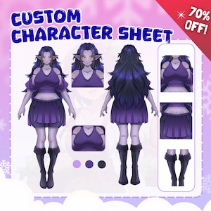 Custom Character sheet, Vtuber Model, Vroid Model, Reference Sheet, Custom Character Sheet, DND Commission,DND Character,Dungeons and Dragon