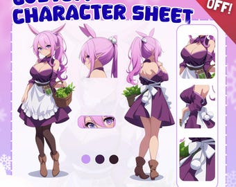 Custom Fursona Character Sheet: DND, Vtuber, Vroid Model