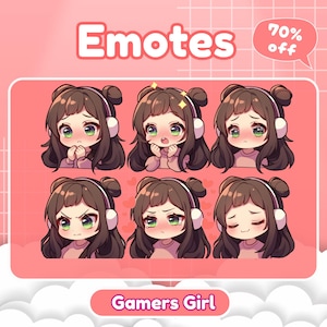 Chibi Cute Gamers Girl Twitch Emote Pack 6x, Twitch Emotes, Emoji Emote Pack, Animal Emote, Streamer Emotes, Discord Emote, Sticker Emote