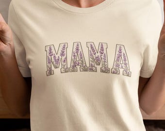 MAMA floral varsity letters Shirt Mom typography, floral pattern,MAMA Shirt, Aesthetic Mother's Day Graphic Tee, Boho Mama Shirt for Moms