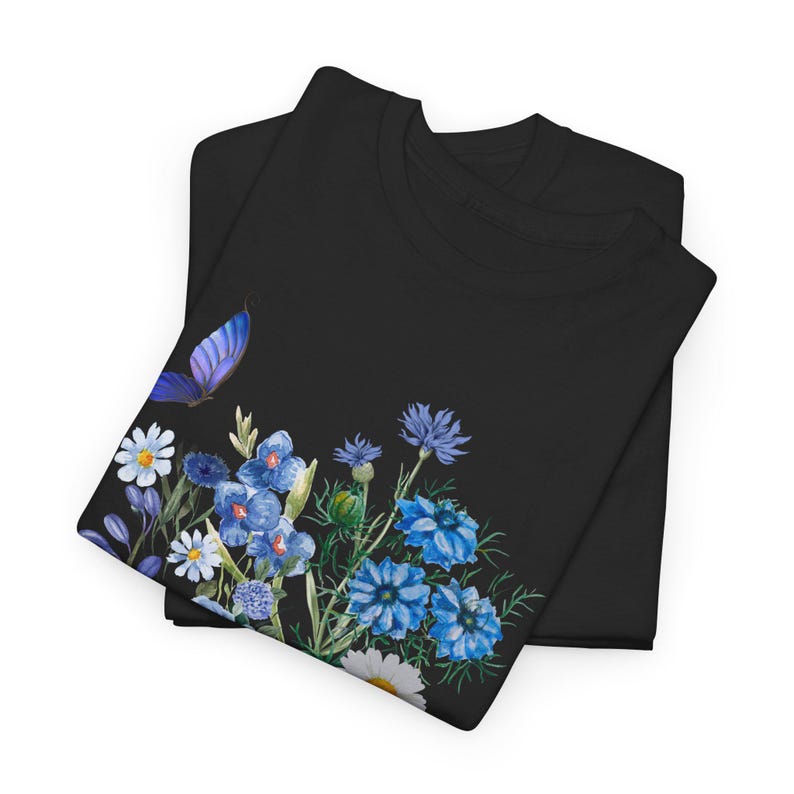 Blue Flower Bouquet Shirt, Flower Lover Shirt, Retro Floral Shirt, Flower Shirt, Plant Ladies Shirt, Gift for Nature Lover image 7