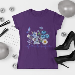 Blue Flower Bouquet Shirt, Flower Lover Shirt, Retro Floral Shirt, Flower Shirt, Plant Ladies Shirt, Gift for Nature Lover image 3