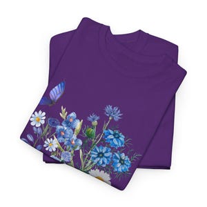 Blue Flower Bouquet Shirt, Flower Lover Shirt, Retro Floral Shirt, Flower Shirt, Plant Ladies Shirt, Gift for Nature Lover image 9