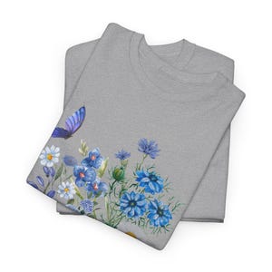 Blue Flower Bouquet Shirt, Flower Lover Shirt, Retro Floral Shirt, Flower Shirt, Plant Ladies Shirt, Gift for Nature Lover image 8