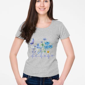 Blue Flower Bouquet Shirt, Flower Lover Shirt, Retro Floral Shirt, Flower Shirt, Plant Ladies Shirt, Gift for Nature Lover image 5