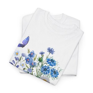 Blue Flower Bouquet Shirt, Flower Lover Shirt, Retro Floral Shirt, Flower Shirt, Plant Ladies Shirt, Gift for Nature Lover image 6