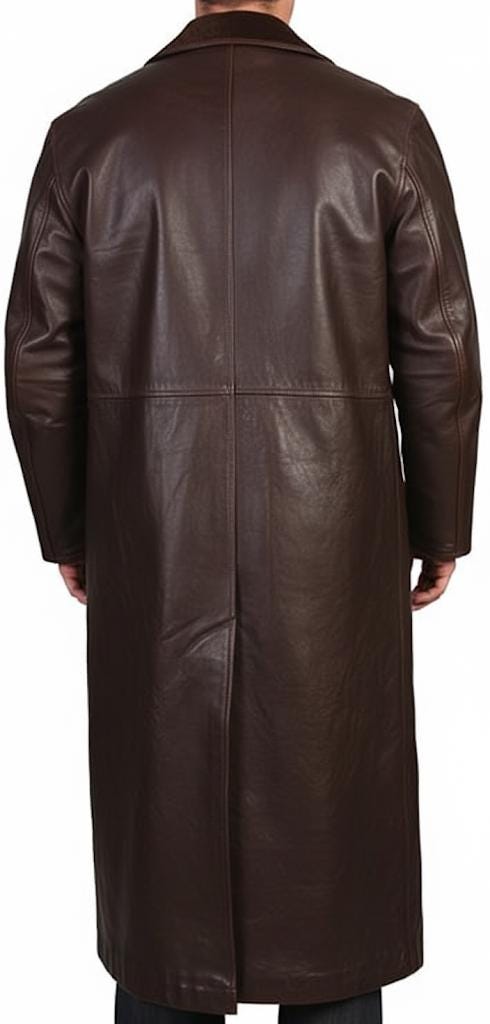 メンズ ブラックレザー ダスターコート ウエスタン カウボーイスタイル