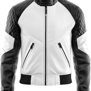 Herren AI Generierte Kunstleder Bikerjacke Gesteppte Schulter Slim Fit Motorrad Stilvolle Jacke