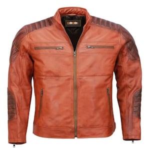Men&#39;s Brown Vintage Cafe Racer Leather Jacket