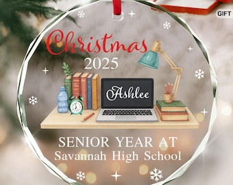 Senior Year Ornament, Custom Senior Glass Ornament, Class of 2026, Senior Christmas Gift, High School Graduation Ornament, Gift For Graduate