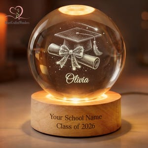 Graduation Gift, Class of 2026 Graduation Crystal Ball Night Light, Senior 2026 Gift,Highschool College Graduation Gift For Bestie, Daughter