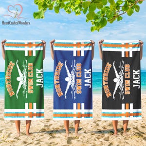 Swimming Towel, Swim Team Towel, Custom Pool Towel, Gift for Swimmer, Swim Coach Gift, Swim Team, Swim Lesson Towel, Kid Gift, Team Gift