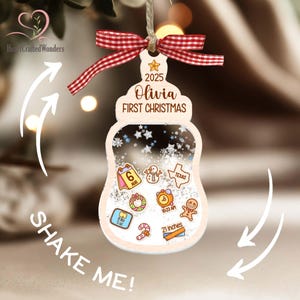 Baby&#39;s First Christmas Ornament, Baby 1st Christmas Ornament, Custom Baby Name, Custom Newborn Gift, 4D Shake Babies Ornament, Baby Keepsake
