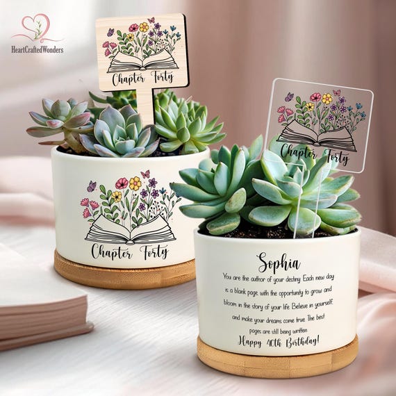 40th Birthday Gift for Women, Chapter 40 Plant Pot, Birthday Gift for 40 Year Old Daughter, 40th Birthday Gifts, Floral 40th Gift For Her
