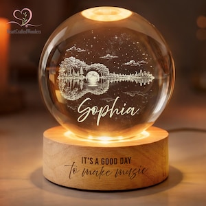 Guitar Crystal Ball Night Light, Music Teacher Night Light, Guitar Teacher Gift, Guitar Player Gift,Music Lover Gift,Guitarist Gift Musician
