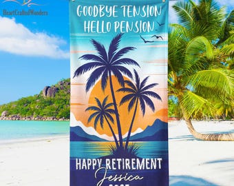 Personalized Retirement Beach Towel, Custom Retirement Gift For Boss Co Worker, Retirement Gift 2025, Teacher Retirement Present with Name