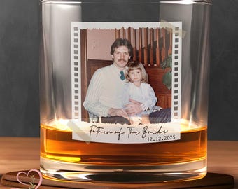 Personalized Gift for Father of the Bride, Father of the Groom, Custom Photo Whiskey Glass, Dad Gifts, Wedding Gift, Christmas Gifts For Dad