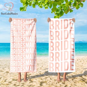 Bride and Bridesmaid Beach Towel, Mrs. Name Beach Towel, Bridesmaid Proposal Gifts, Bachelorette Trip Gift,Bachelorette Towel, Bridal Shower