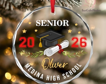 Custom Senior Ornament, Senior Year Ornament, High School Graduation Christmas Ornament, Class Of 2026 Keepsake, Christmas Gift For Seniors