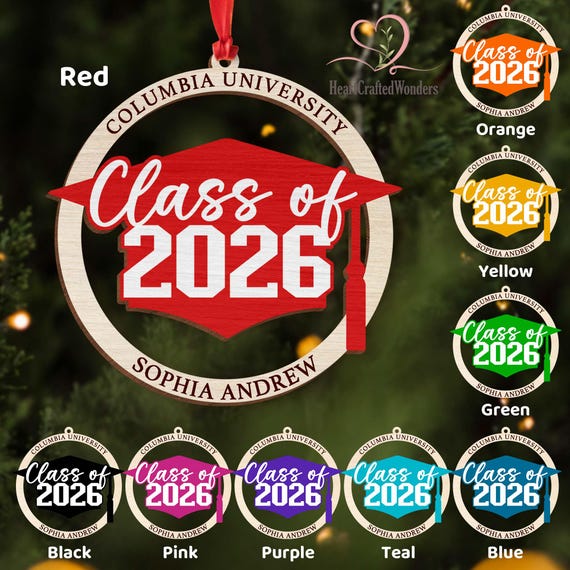 Personalized Graduation Ornament, High School Graduation Christmas Ornament, Class of 2026 Keepsake Senior Christmas Gift Gifts New Graduate