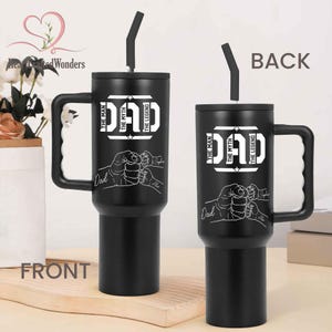 Dad Fist Bump Kids Names Tumbler, Father&#39;s Day Gift for Daddy, Tumbler 40oz Stainless Steel Cup, Personalised Tumbler for Dad, Dad Gift
