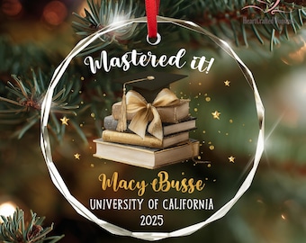 Personalized Masters Degree Ornament, Grad Student Ornament, Senior Christmas Gift, Graduation Ornament, Masters Degree Gift, College Grad