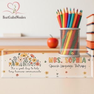 Speech Therapist Desk Name Plate, Speech Language Pathologist Gift, Speech Therapy Room Decor, SLP Gifts Name Sign, New Slp Gift, SLP Gift