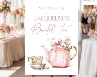 Bridal Tea Welcome Sign, Tea Party Bridal Shower, Pink Bridal Welcome, Floral Tea Party Sign, Bridal Shower Welcome