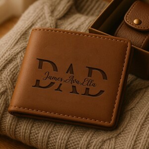 Personalisierte Herren Leder Brieftasche, Brieftasche für Papa, Benutzerdefinierte Monogramm, Vatertagsgeschenk für ihn, Benutzerdefinierte Leder Brieftasche, Geschenk für Ehemann