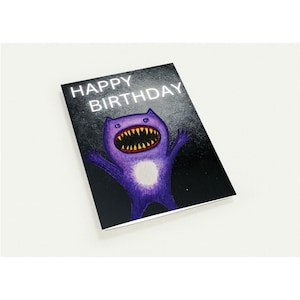 Happy Birthday Monster Card Pack - Handgetekende ontwerpwenskaarten - Gepersonaliseerd en milieuvriendelijk