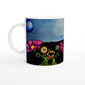SCARY MONSTER original art watercolour fantasy colourful 11oz Ceramic coffee Mug