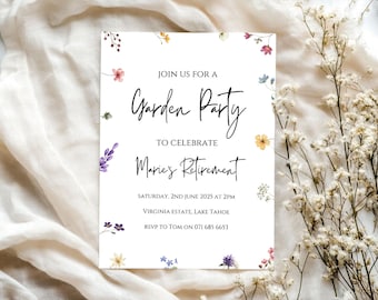 Floral Garden Retirement Party Invitation, Editable Evite (Digital Download)