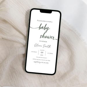 Editable Minimalist Baby Shower Invitation, Gender Neutral Baby Shower Digital Invite, Elegant Baby Shower Evite, Simple Baby Shower Invite