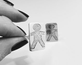 Sterling Silver Paper Chain Doll cufflinks