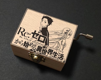 Re: Zero - Starting Life in Another World OP Redo Music Box Hand Cranked, Wooden Engraved Handmade Vintage Gift