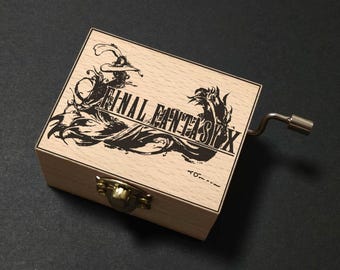 Final Fantasy X FF10 Theme Music Suteki da ne 素敌だね Music Box Hand Cranked, Wooden Engraved Handmade Vintage Gift