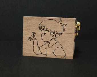 崖の上のポニョ オルゴール 手回し式 木製 彫刻入り ハンドメイド