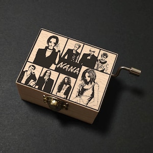 NANA GLAMOROUS SKY Ai Yazawa Music Box Hand Cranked, Wooden Engraved Handmade Vintage Gift