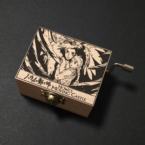 崖の上のポニョ オルゴール 手回し式 木製 彫刻入り