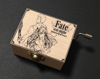 Fate/stay night [Unlimited Blade Works] UBW Brave Shine Aimer Music Box Hand Cranked, Wooden Engraved Handmade Vintage Gift