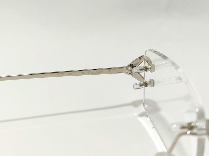 Cartier Glasses C Wire Rimless Silver Frame Clear Lens Vintage Eyewear ...