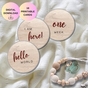 Cartes d'étape imprimables pour bébés – Thème du bois rustique | Téléchargement instantané | Cadeau baby shower | Accessoire photo mensuel | Rouge