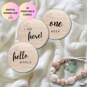 Cartes d'étape imprimables pour bébés – Thème du bois rustique | Téléchargement instantané | Cadeau baby shower | Accessoire photo mensuel | Noir